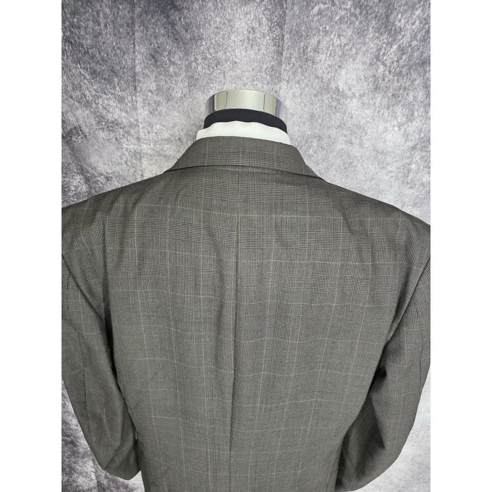 Stafford Blazer Mens 44L Brown Glenplaid Sports Coat Jacket 3‎ Buttons Wool